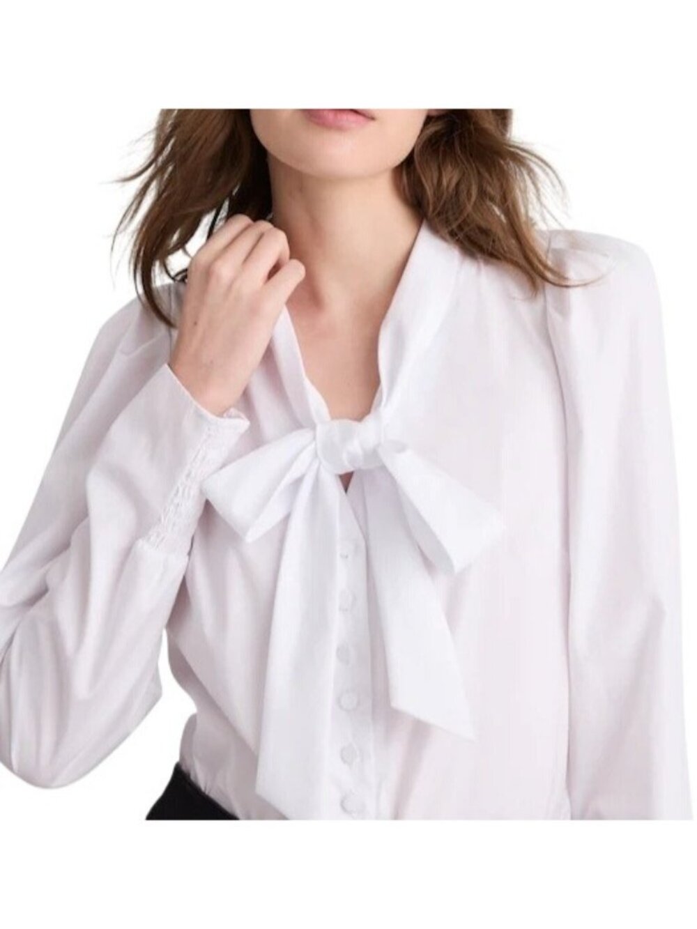 Madewell Womens V-Neck Button Front Top~Size XL~White Cotton Poplin NWD L14 46